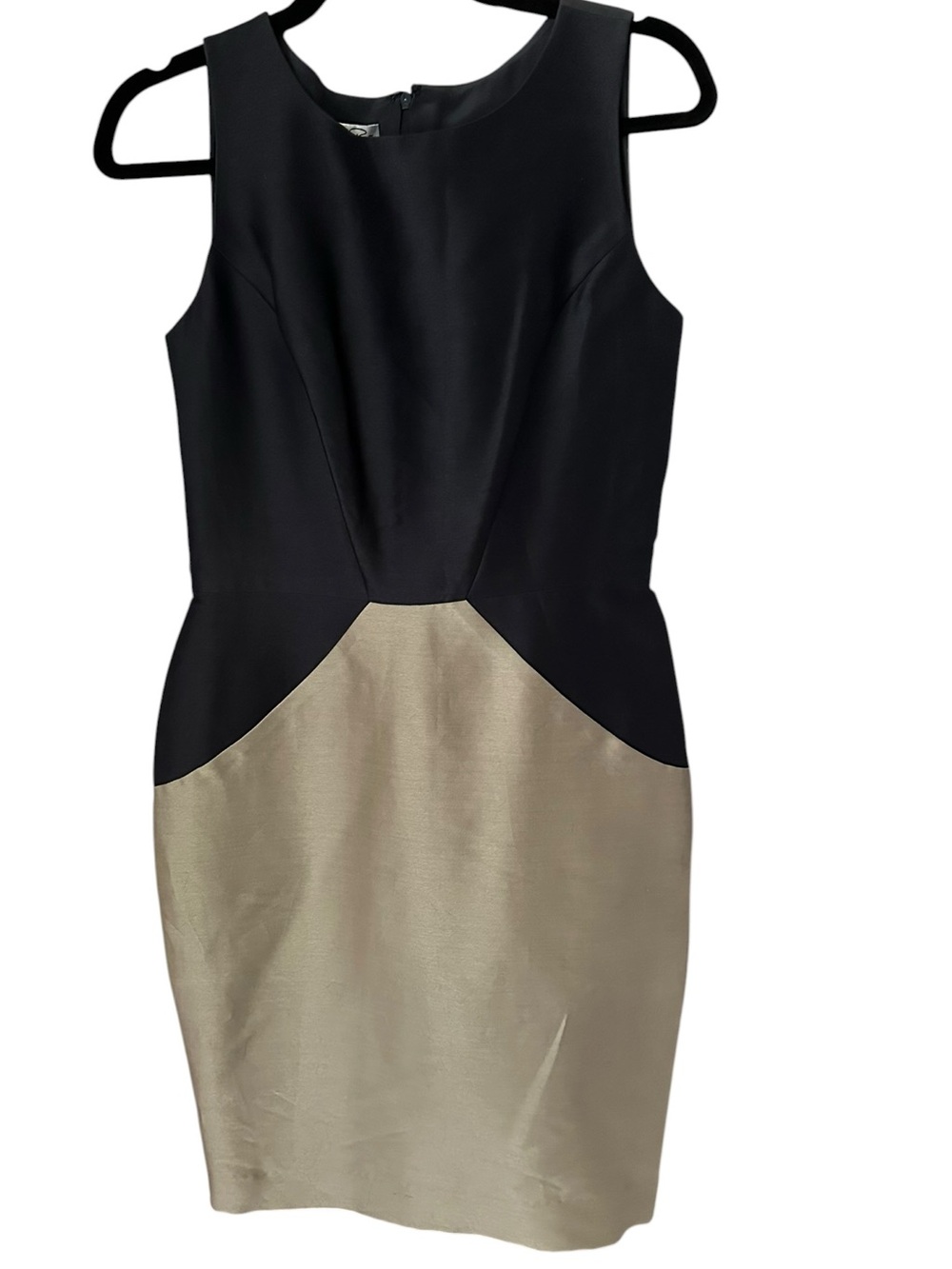 Vintage Oscar de la Renta Navy and Cream Sheath Dress Size 2